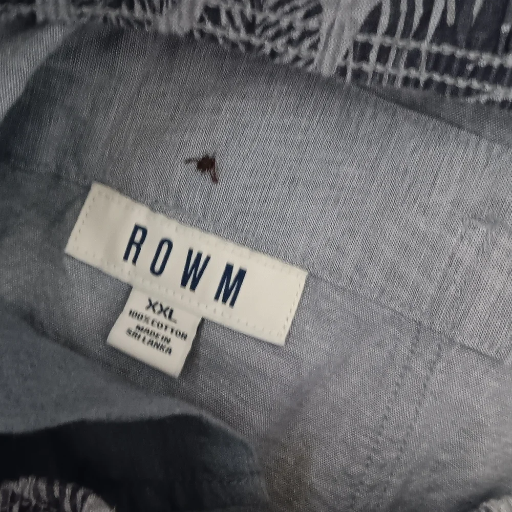 ROWM Men's Lined Swim Trunks Blue with Leaf Pattern Size XXL NWT